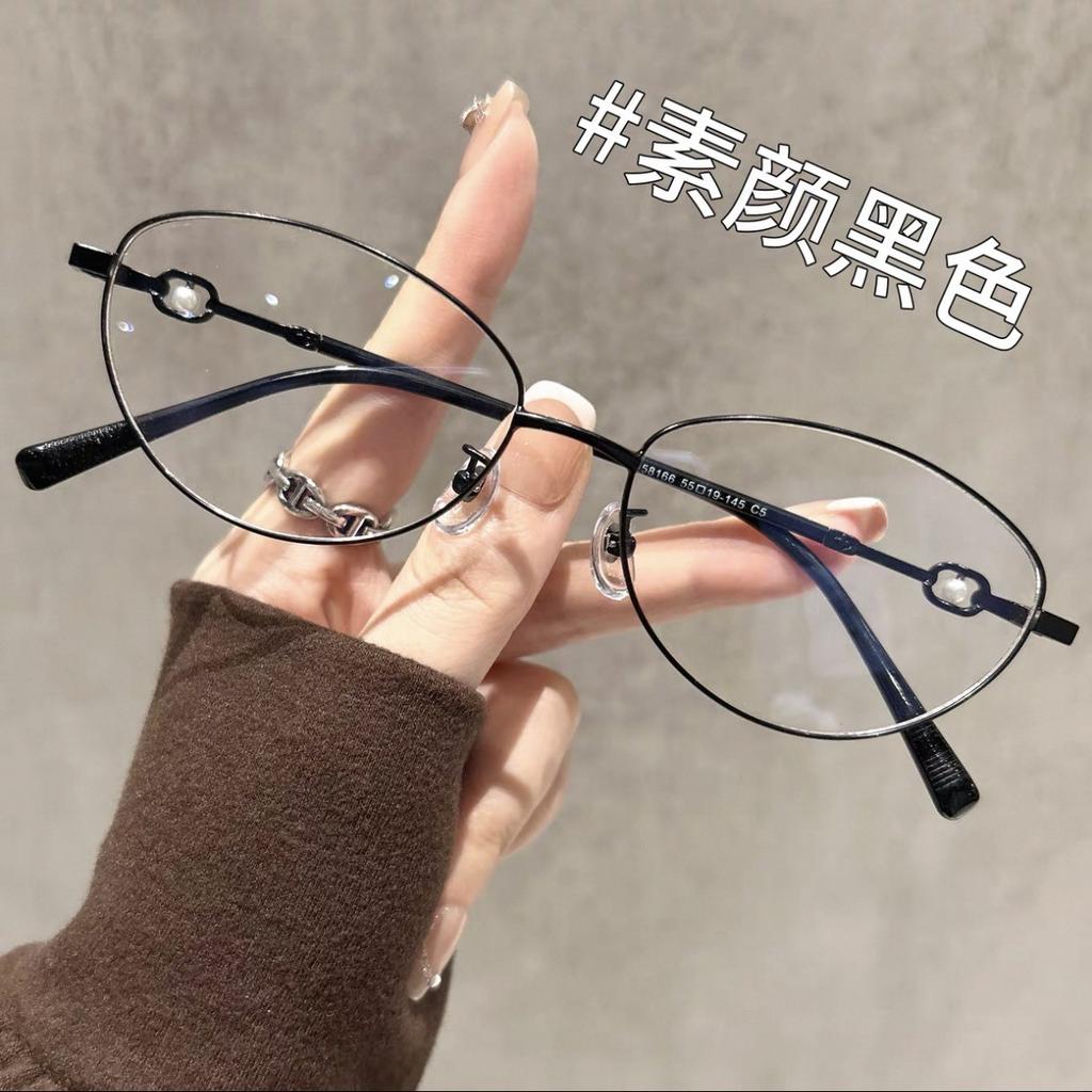 Vintage Anti-Blue Light Glasses Women's Oval Metal Frame Brand Designer Fashion Y2K Woman Metal Optical Frames Computer Glasses