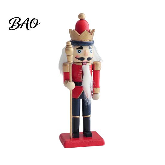 Solid Wood Holiday Gift Wooden Nutcracker Soldier Figurine, Handcrafted Christmas Tabletop Ornament Handmade Festive for Desk And Bookshelf