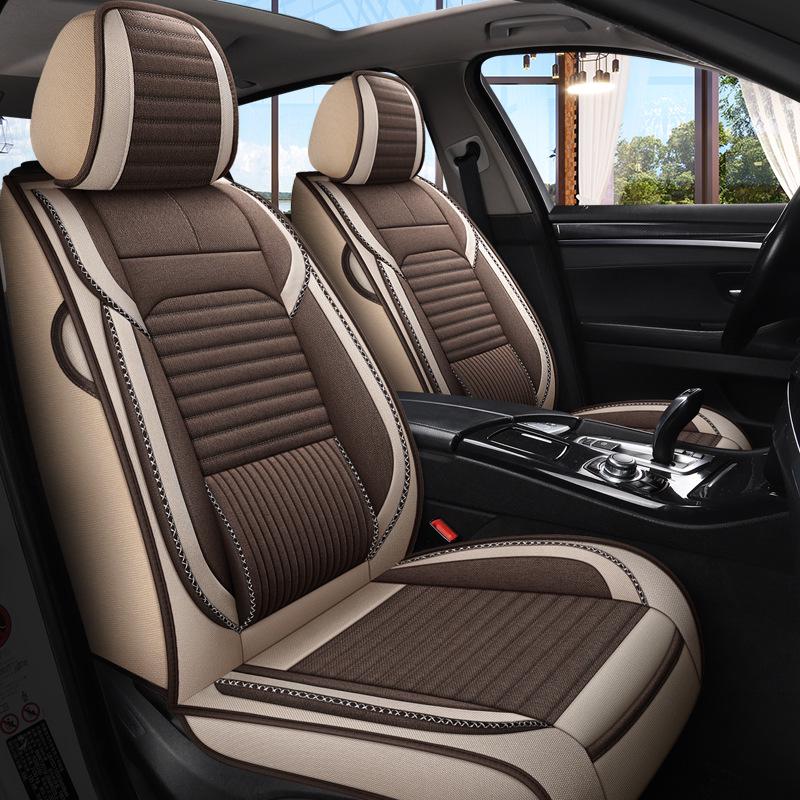 Thickened Linen Car Seat Cushion Cover for Summer