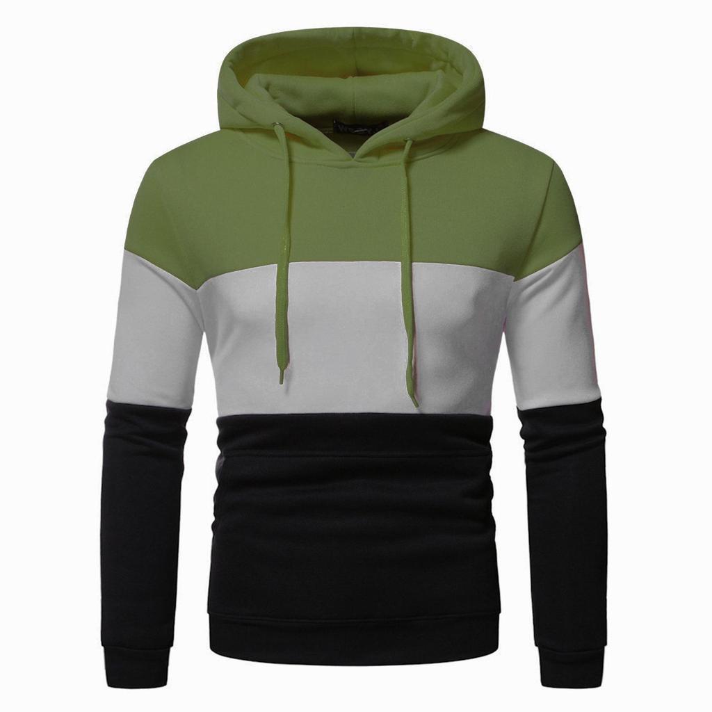 Herren Winterfleece-Kapuzenpullover: Grenzüberschreitende Color-Block Casual Sweatshirtjacke