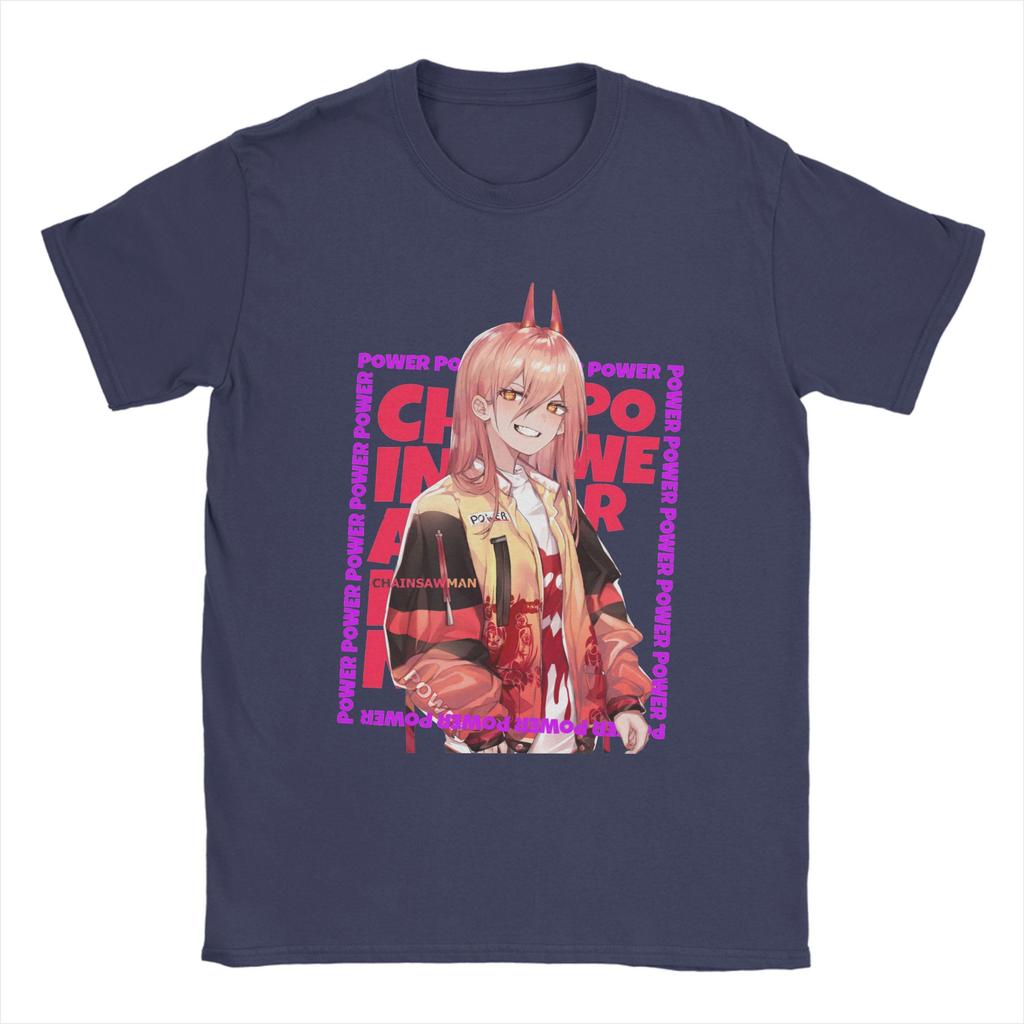 Men's T-Shirts Power Chainsaw Man Manga Leisure Cotton Tees Short Sleeve Chainsawman T Shirt O Neck Clothing Original