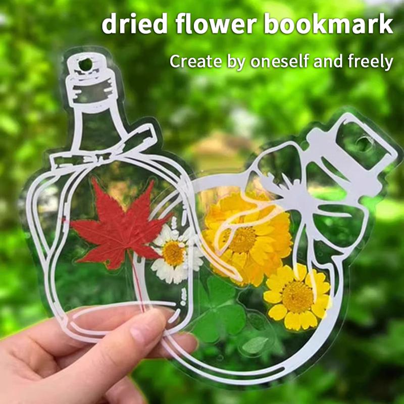40/60Pcs Diy Handmade Transparent Dried Flower Bookmark Set Clear Bottle Shape Bookmarks For Collecting Dried Flowers Bookmarks