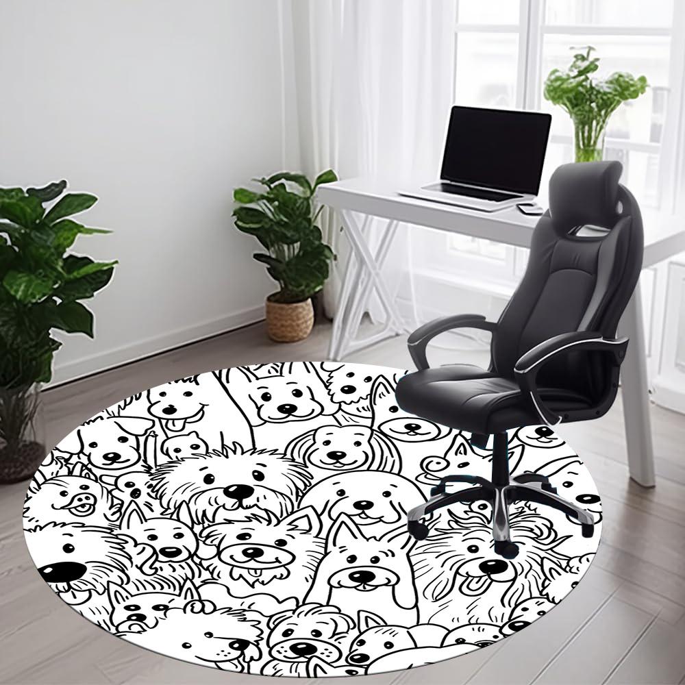 1pc Puppies Dogs Office Round Area Rug, Indoor Mat Suitable ForOffice, Under Office Chairs Bedroom Living Room Home Decor, Room Decot183