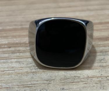 Black Gold Glossy Resin Coated Stainless Steel Trendy Unisex Ring Fashion Jewelry Gift