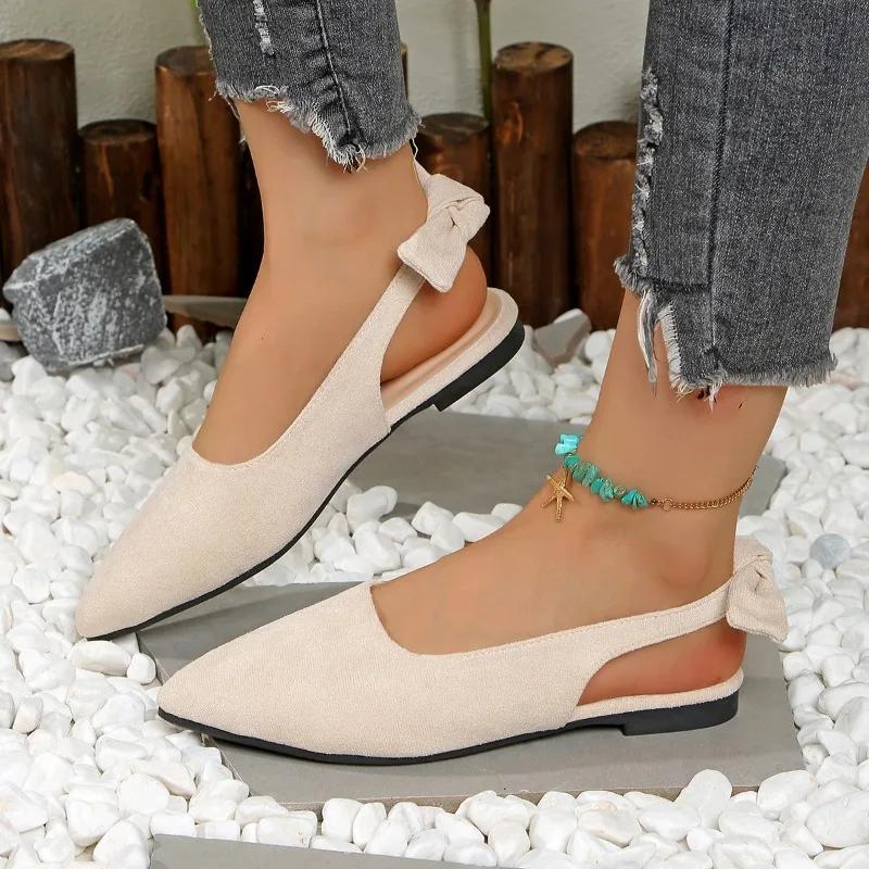 Женская Обувь на Плоской Подошве Элегантные Остроносые Повседневные Туфли-Лоферы Уличные Нескользящие Сандалии на Плоской Подошве для Женщин Мелководные Однотонные Лоферы 35 2190₽