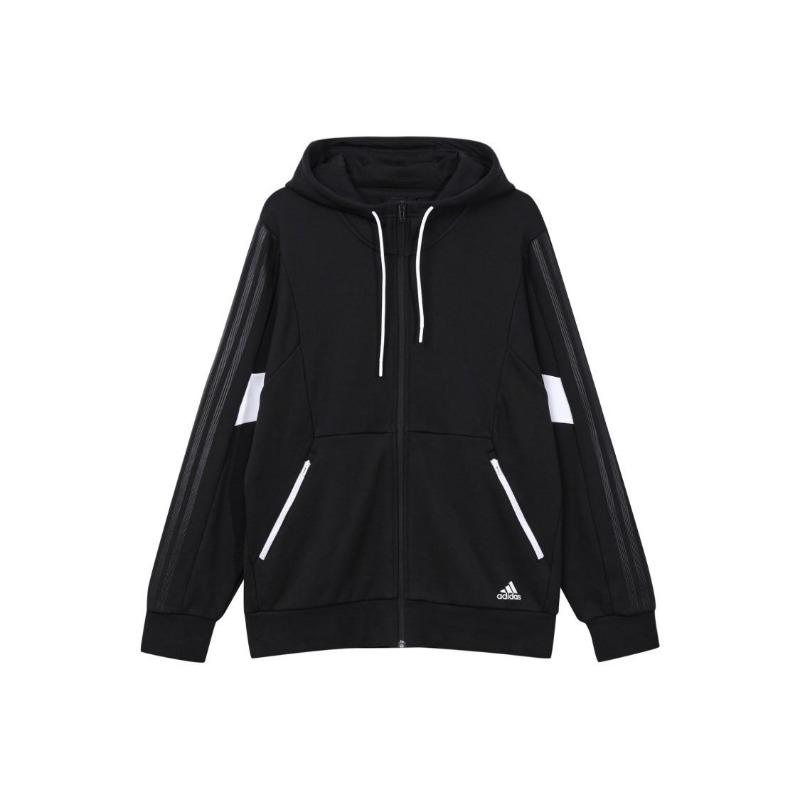 adidas Men s Black Sports Training Knit Hoodie Jacket with Logo S