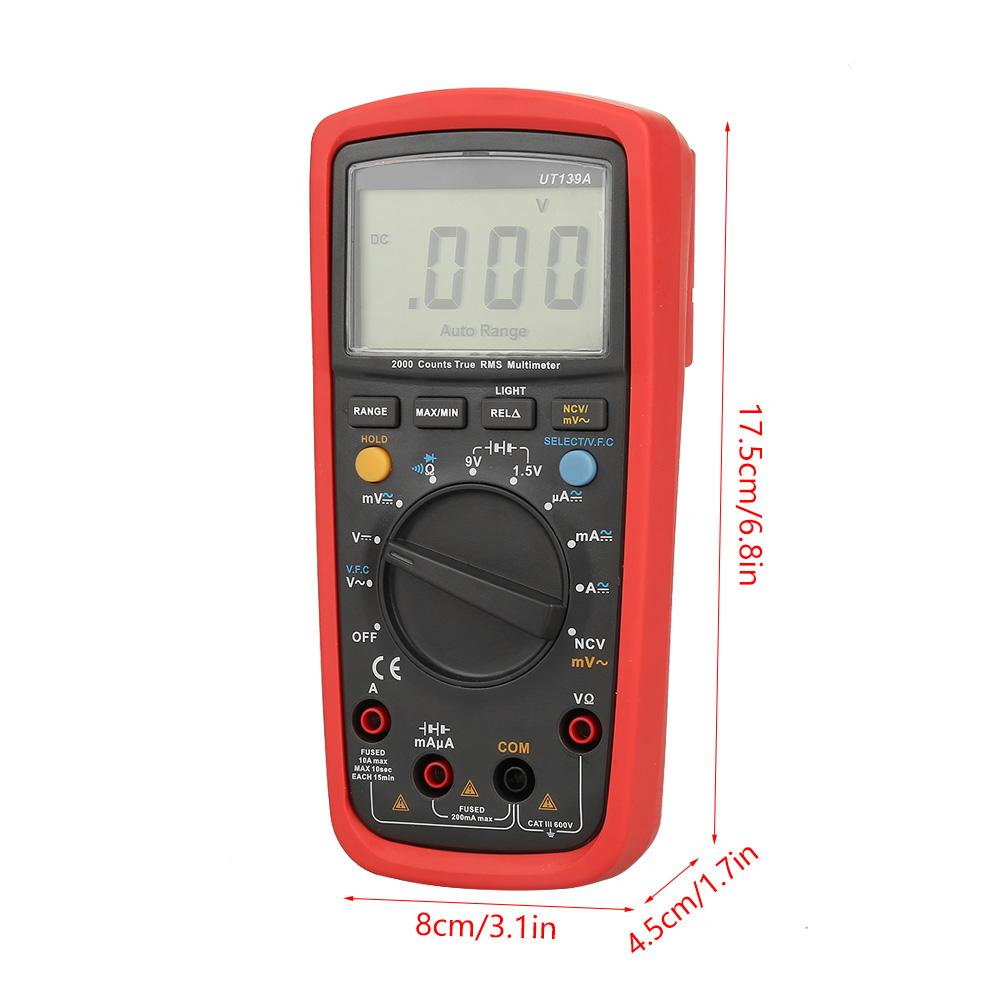 Uni T Multimeters Auto Range AC DC Voltage Current Resistance Frequency Tester (UT139A)