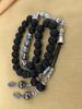 Персонализированные круглые четки из матового оникса Tasbih Matte Black Stone с индивидуальным именем, персонализированные четки, исламский подарок, мусульманские молитвенные бусы, 33 рис.