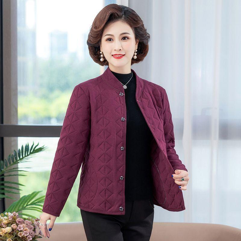Middle Aged Women's Winter Cotton Coat Mom's Wear Thermal Inner Liner Warm Jacket with German Velvet and Silk Cotton