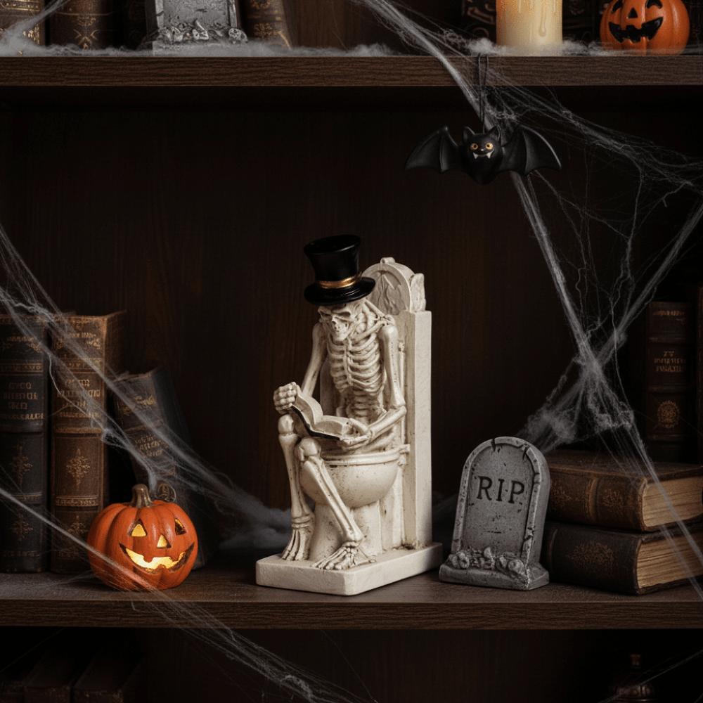 Durable Resin Funny Skull Figurine Vintage Style Halloween Desktop Sculpture  Collectors