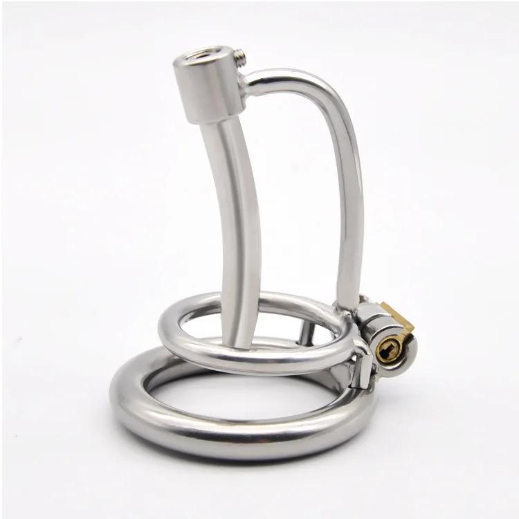 Stainless Steel Male Chastity Devices Cock Cage with Urethral Tube Penis Lockable Cock Ring Sex Toys for Men Chastity Belt