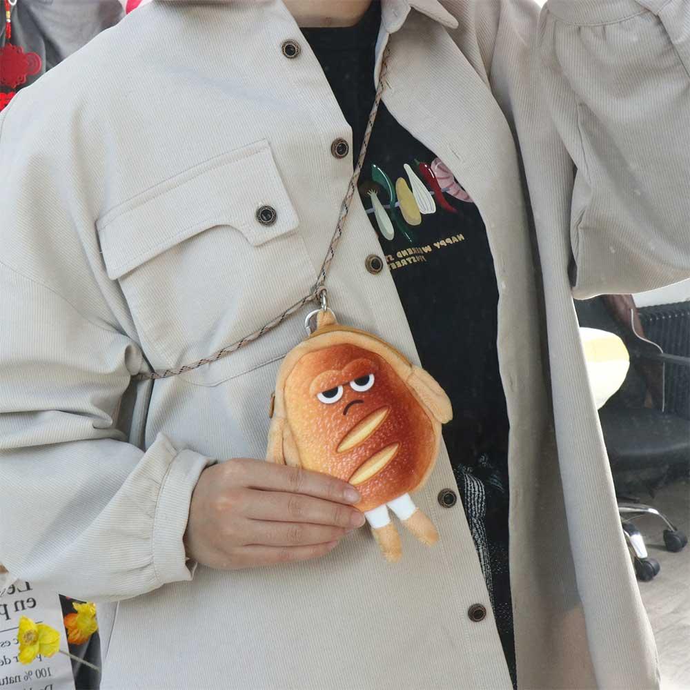 Bread Expression Coin Purse Toast Halter Small Bag Card Bag Plush Wallet  Gift