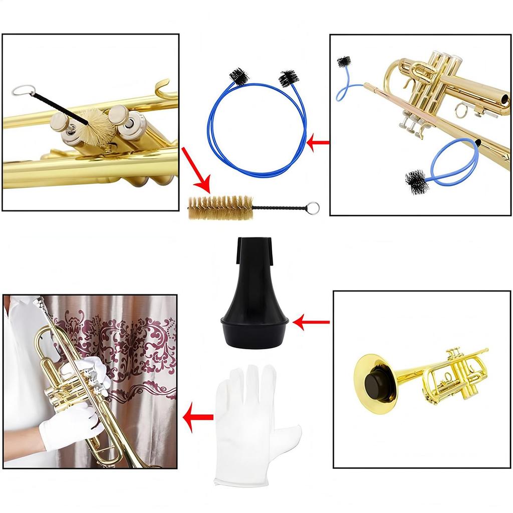 7-Piece Trumpet Cleaning Kit, Professional Instrument Care & Restoration Tools for Students, Musicians & Beginners