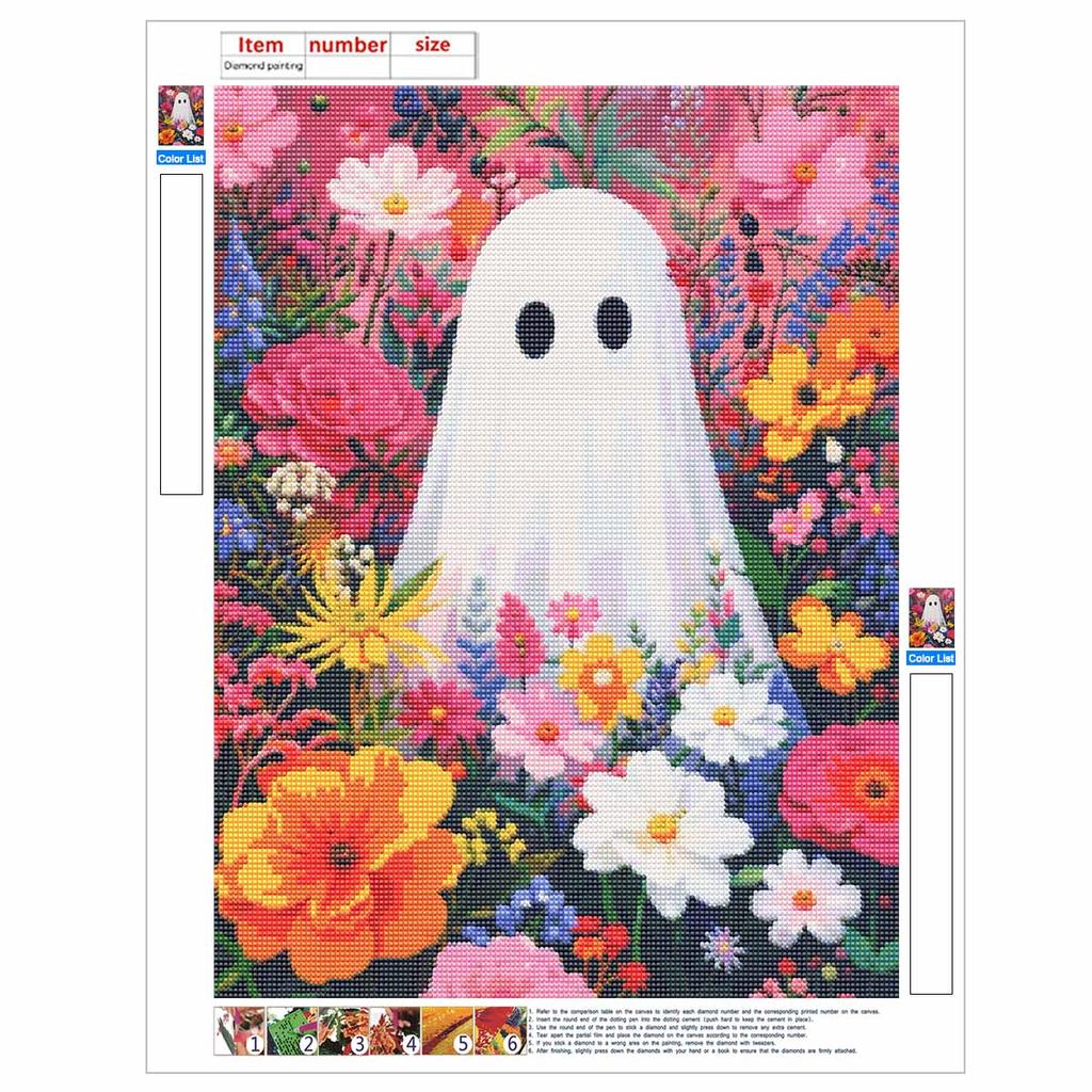 Diamond Art Painting Kit Cute Spirit in Garden Pattern DIY Full Drill Canvas Relaxing Craft Gift for Adults Home Wall Decor Art