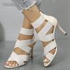 Strappy Stiletto Heels for Women Open Toe Elastic Band High Heel Sandals Back Zipper Fashion Party Nightclub Dress Shoes Ladies