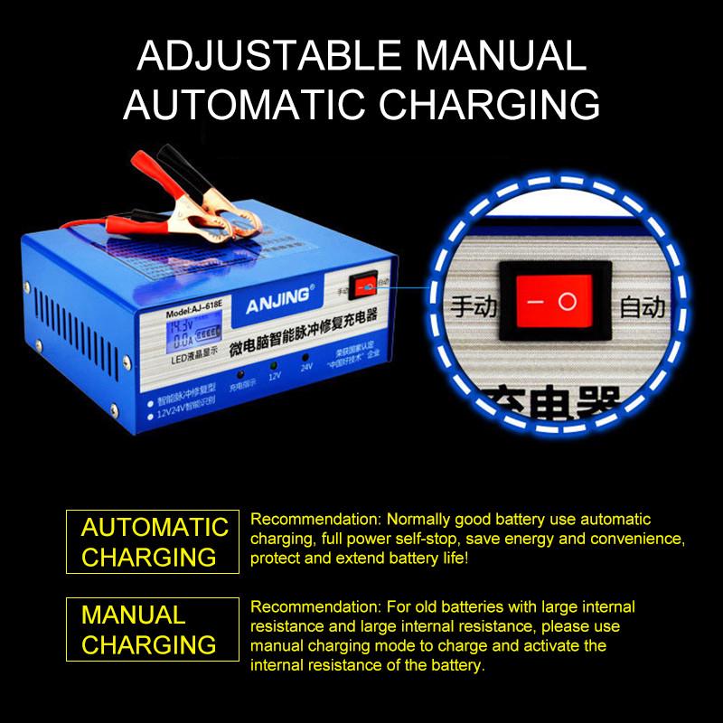 130V-250V încărcător de baterie 12V24V motocicletă mașină cupru pur reparare inteligentă baterie automată Cha