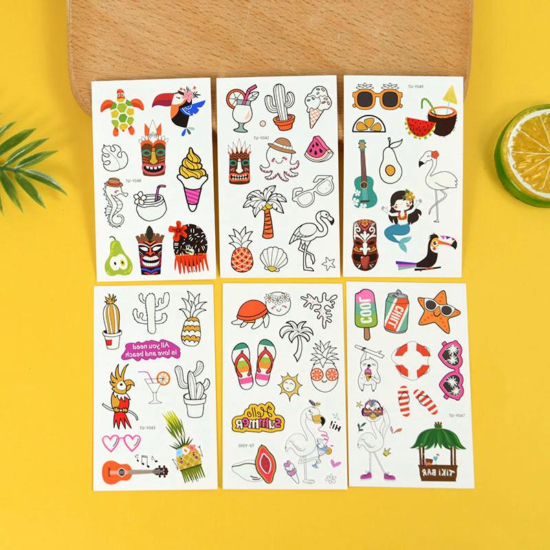 10 Stück Leuchtende Hawaiianische Tattoo-Sticker Leuchten im Dunkeln Tropischer Flamingo Strandparty-Sticker Aloha Luau Geburtstagsdeko Zubehör