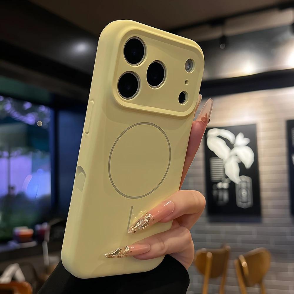 Řemínek na zápěstí z tekutého silikonu pro Magsafe Měkké pouzdro z tekutého silikonu pro iPhone Air 16 Plus 15 14 13 12 17 Pro Max Magnetický kryt