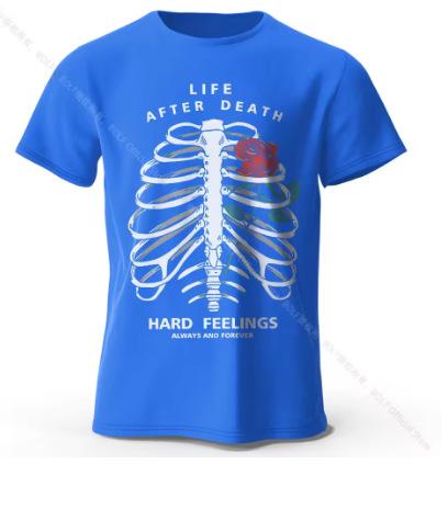 Postmortem Live Dark Print T-Shirt Oversized Street Graphic T-Shirt Summer Top XXS