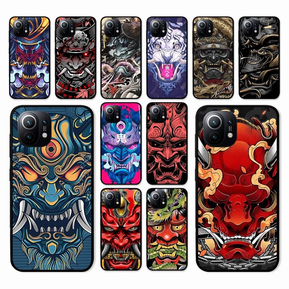 Samurai Oni Mask Phone Case For Xiaomi Mi 5X 8 9 10 11 12 Lite Pro 10T PocoX3pro PocoM3 Note 10 Pro Lite