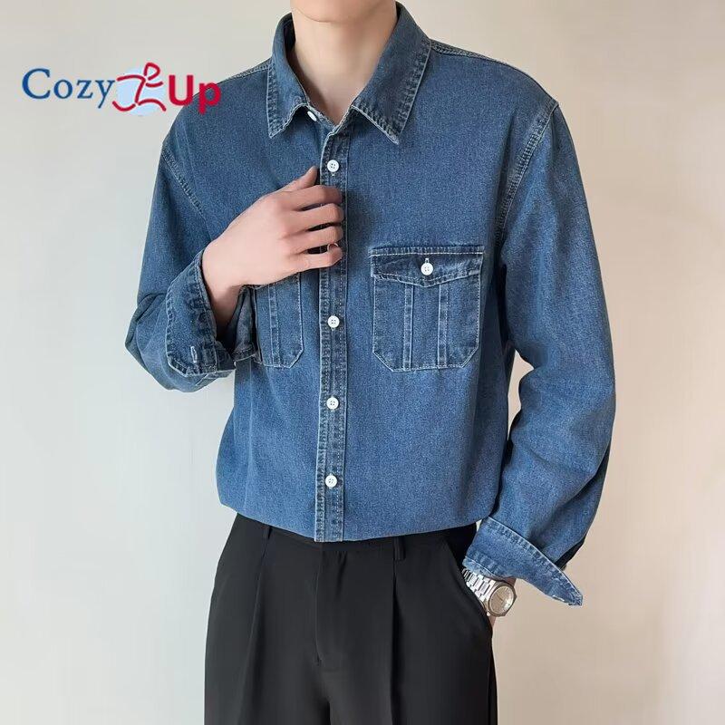 

Мужская культовая джинсовая рубашка классического кроя Cosy Up с кнопками XXXL темно-синий