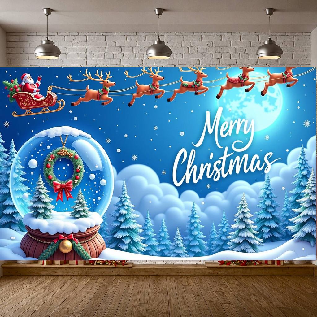 Weihnachtsmann Schlitten Banner Weihnachtsmann Design Weihnachtsfeier Banner Weihnachtsdekoration Banner Schneeflocken Deko Für Bürodekoration Shopping
