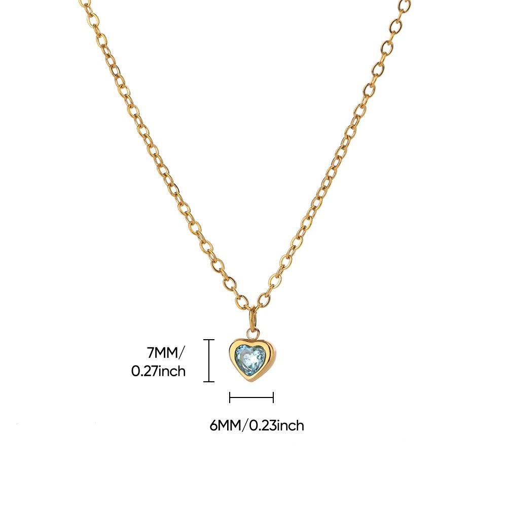 Stainless Steel Birthstone Heart Necklace For Women Gold Color Chain Heart  Necklace Wedding Jewelry Birthday Gift Bijoux Femme