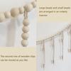 Wall Hanging Photo Display with Wooden Beads Garland Photo Storage Tassel String Wall Decor Photo Holder Rustic Family Decor