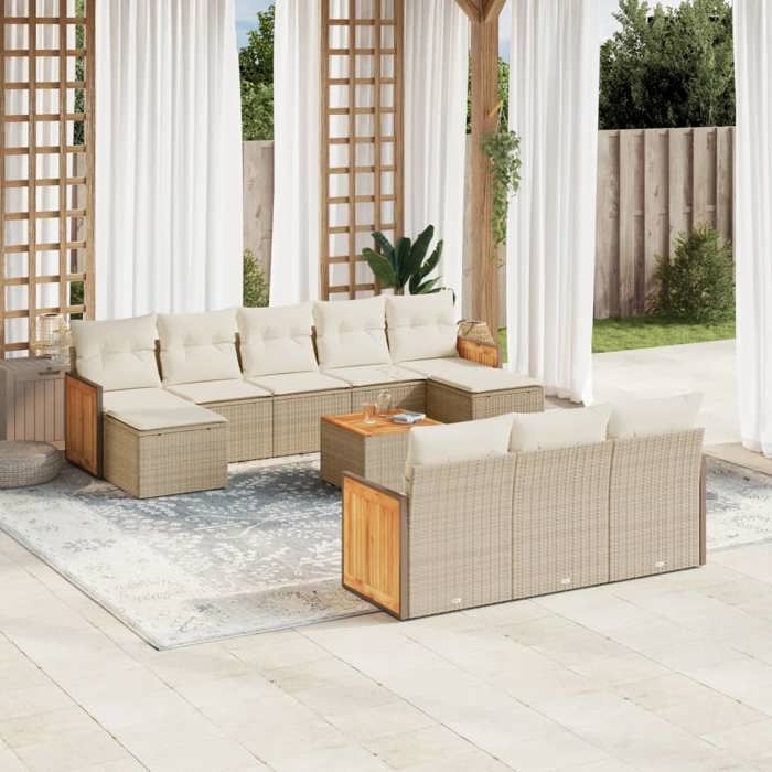 VidaXL Garden Lounge Set with Cushions 10 Pcs, Patio Sofas, Patio Furniture Set, Outdoor Furniture, Beige 3257927