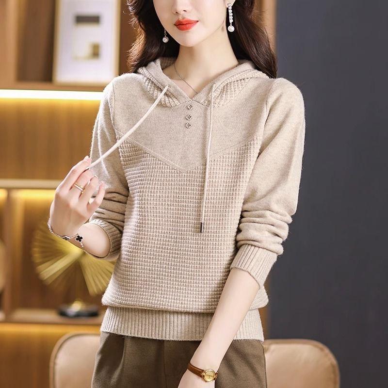 Пуловер Свободный Худи Женский Весенне-Осенний Женский Свитер в Западном Стиле с Капюшоном XS бежевый 2257₽
