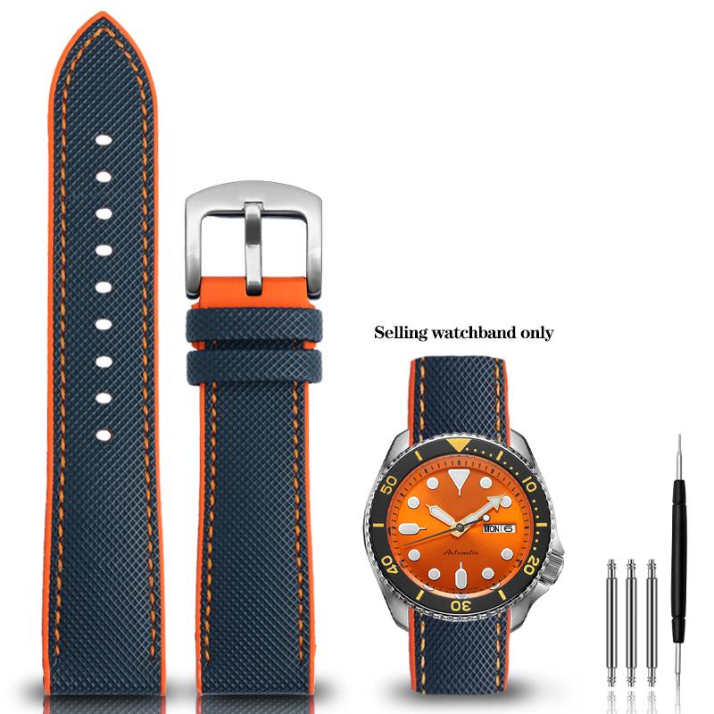 Nylon Silicone Bottom Watch Band Strap for Seiko PROSPEX Series Canvas Rubber Waterproof Outdoor Sports Watchband 20mm 21mm 22mm