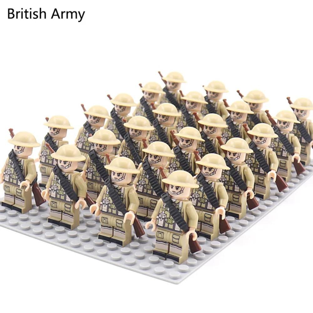 

24 шт. WW2 Военная армия Солдат Советский США Великобритания Немецкий Франция Набор строительных блоков Модель Кирпичи Фигурки Оружие Игрушки Детский подарок