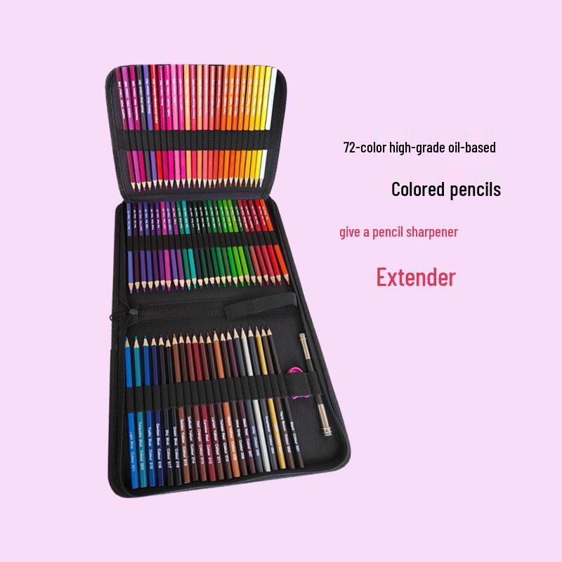 72-Color Oil-Based Hexagonal Colored Pencil Set with Storage Bag & Water-Soluble Brush 2B