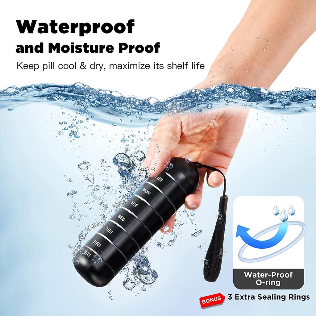 Compact Metal Weekly Pill Box for Travel and Elderly - Convenient, Sealed, Portable Storage