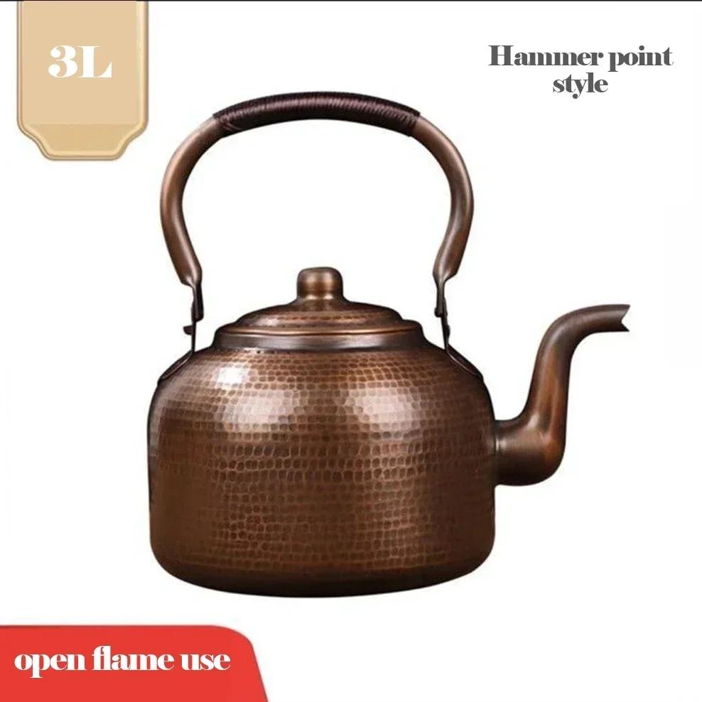 3L reines Rotkupfer Kochkessel Handgefertigt Vintage Kupfertopf Haushalts Teekanne Für Gas-/Induktionsherd Tee-Sieb Gesundheits Teekessel 2-3L