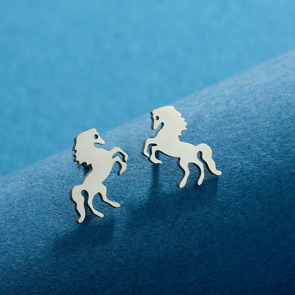 Kinitial Laser Carved Fashionable Stainless Steel Earrings Horse Earrings, Cut Earrings, Study Earrings Earings Anniversary Gift