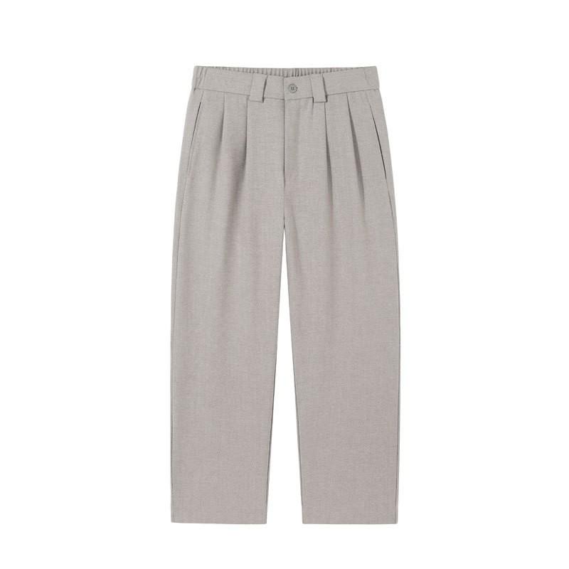 Mens Wool Blend Casual Pants Fall Winter Old Money Style Straight Leg Loose Trousers Business Wear