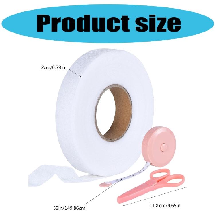 Hem Tape Width 2cm Iron-On Hemming Tape with Scissors & Tape Measur East To Use for Clothes Pants