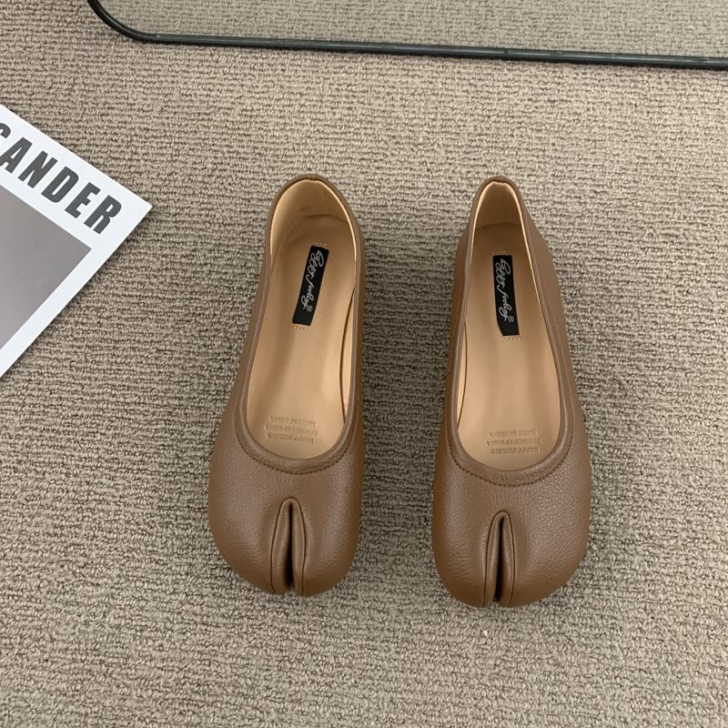 Fashion SUOJIALUN 2025 Spring New Brand Women Flat Shoes Fashion Split Toe Flats Shoes Women Slip On Casual Loafers Shoes Ballet Shoes