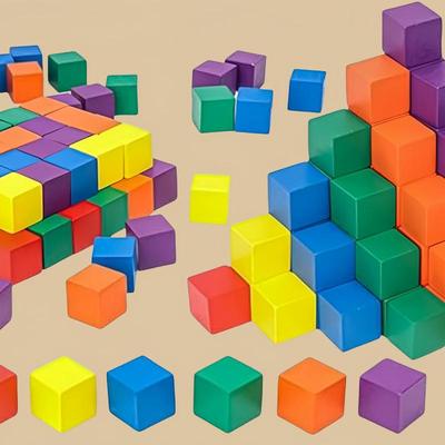 Colorful Wooden Geometric Shape Building Blocks for Children