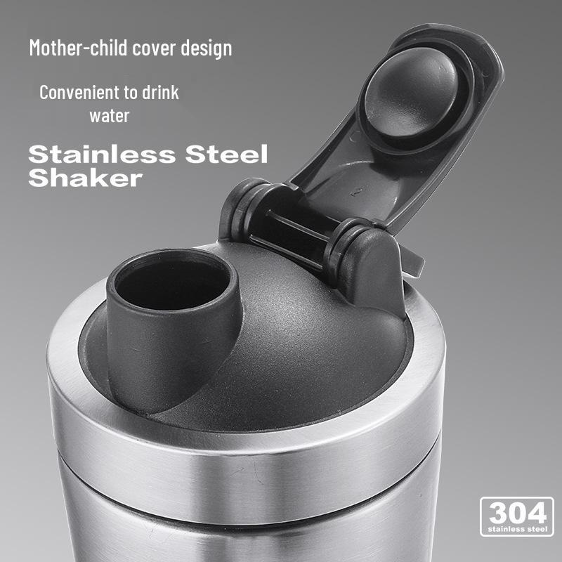 304 Edelstahl Shaker Becher mit Aufbewahrungsschicht - Doppelseitiger Protein Mixer für Sport und Fitness