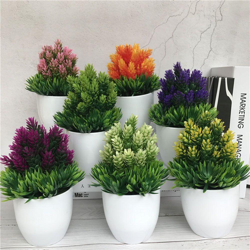 Wedding Desktop Ornament Christmas Fake Potted Simulation Bonsai Artificial Flower Plastic Plant