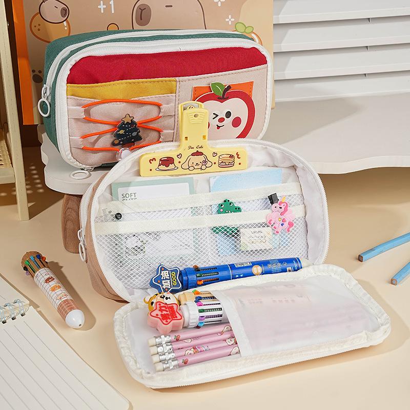 Pencil case 2025 new cute large capacity high value ins style pencil case for girls black cute dog repair pencil case