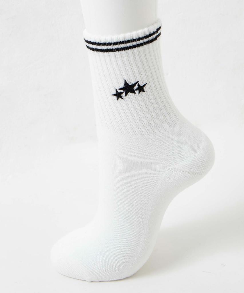 WEGO Pile Star Line Socks School Sizes White Women's (14cm Length), Gift, Socks, 23-25cm,