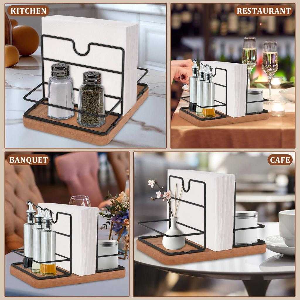 Napkin Holder Rotatable Napkin Dispenser Multifunctional Decorative Napkin Holder for Table for Kitchen Dining Table Coffee Bar