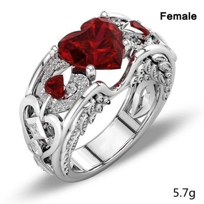 Bague Chenrui Rubis en forme de cœur Princesse – Style Européen & Américain, Options Multicolores