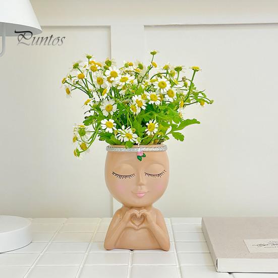 Doniczka na kwiaty w kształcie twarzy Love Style Girl Head Plant Pot Small Lady Face Planter dla sukulentów do wnętrz i na zewnątrz, centralny element biurka do salonu