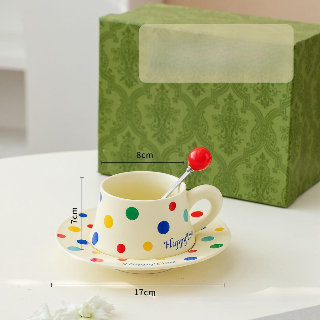 Nordic Style Coffee Cup with Spoon Cup and Saucer High Value Creative Ceramic Cup Office Water Cup Girls Souvenir