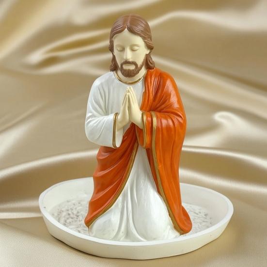 Catholic Rosary Holder Resin Prayer Rosary Stand Blessed Virgin Mary/Jesus Tabletop Jewelry Organizer Religious Gifts for Christian Home Decor