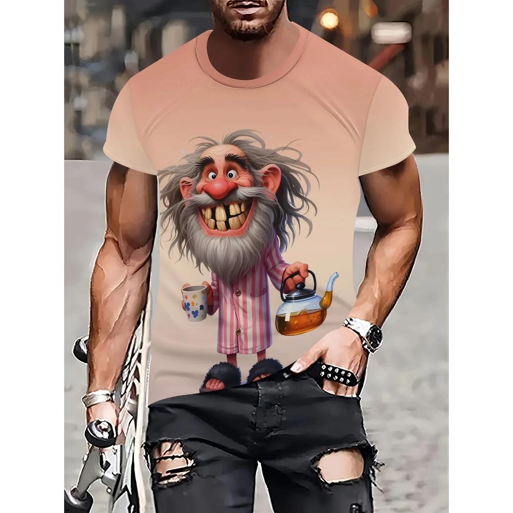 Funny Animal Pattern 3D Print T-shirts Cosplay Daily Casual Sports Round Neck Short Sleeved Men's T-shirts